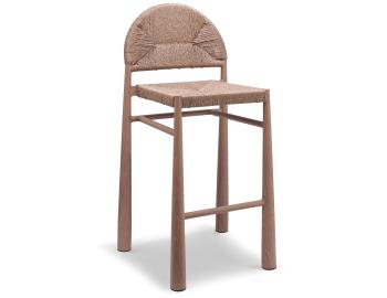 Calete Outdoor Bar Stool Natural Rope Teak Look Aluminum Frame image