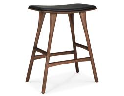 C139002545 Ethnicraft Osso Counter Stool Teak Brown Black Leather 01