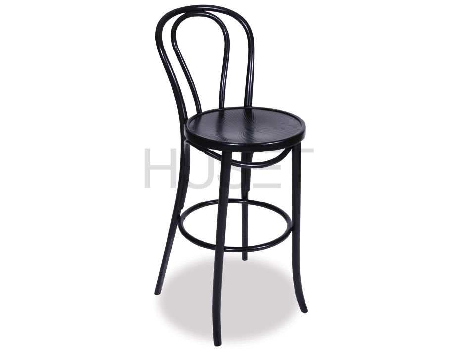 Thonet Bar Stool, Michael Thonet Vienna Bentwood Barstool In Black