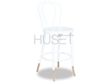 Vienna White w Natural Socks Bentwood Bar Stool by Micheal Thonet image
