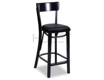 Black Francois Bentwood Bar Stool w Seat Pad by Micheal Thonet image