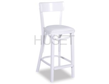 White Francois Bentwood Bar Stool w Seat Pad by Micheal Thonet image