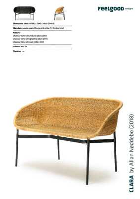 : Clara Indoor Bench Graphite Rattan Seat Charcoal Frame