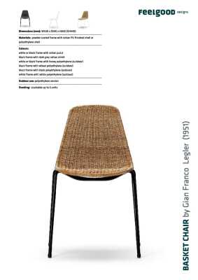: Basket Indoor Chair Natural Rattan Slimit / Black Frame by Feelgood Designs