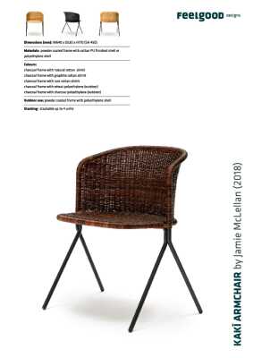 : Kaki Indoor Armchair Natural Rattan Seat Charcoal Frame by FeelGood Designs