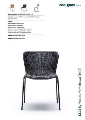 : C603 Indoor Dining Chair / Charcoal Rattan / Black Frame