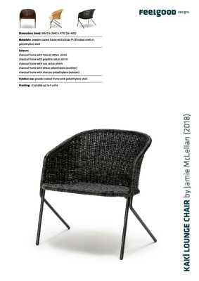 : Kaki Indoor Lounge Chair Natural Rattan Slimit Charcoal Frame by Feelgood Designs
