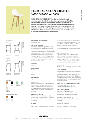 : Fiber Stool with Backrest and Wood Base by Muuto