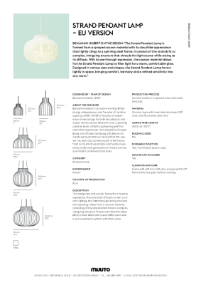: Strand Closed Pendant 80cm by Benjamin Hubert for Muuto