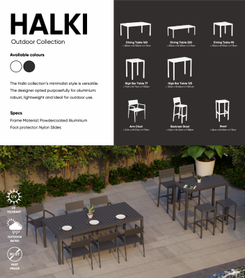 : Halki Outdoor Dining Table 220cm x 100cm Matt White Aluminium by Bent Design