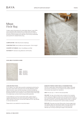 : Maya Floor Rug Oatmeal by Baya