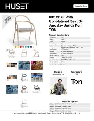 Tear Sheet: 002 Chair with Upholstered Seat by Jaroslav Jurica for TON