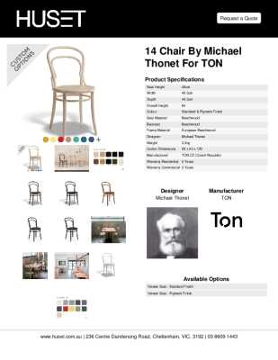Tear Sheet: 14 Chair by Michael Thonet for TON