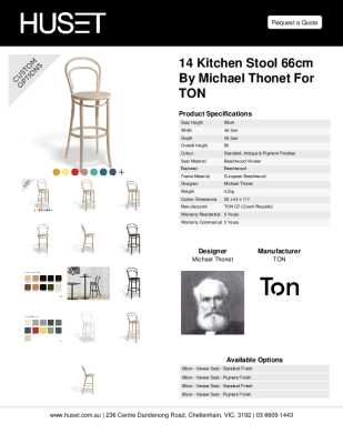 Tear Sheet: 14 Kitchen Stool 66cm by Michael Thonet for TON