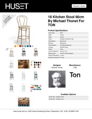 Tear Sheet: 18 Kitchen Stool 66cm by Michael Thonet for TON