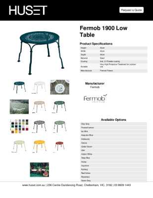 Tear Sheet: Fermob 1900 Low Table 