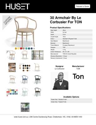 Tear Sheet: 30 Armchair by Le Corbusier for TON