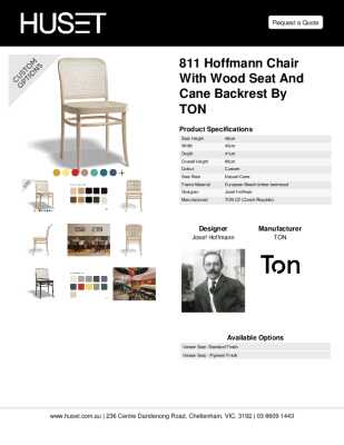 Tear Sheet: 811 Hoffmann Chair with Wood Seat and Cane Backrest by TON 