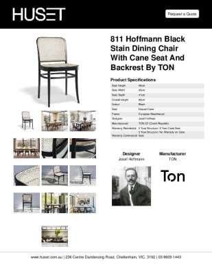Tear Sheet: 811 Hoffmann Black Stain Dining Chair with Cane Seat and Backrest by TON