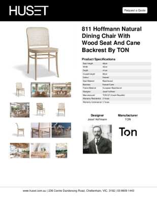 Tear Sheet: 811 Hoffmann Natural Dining Chair with Wood Seat and Cane Backrest by TON