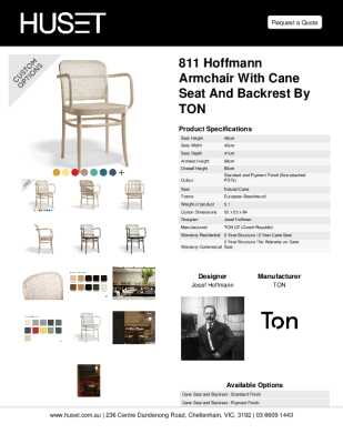 Tear Sheet: 811 Hoffmann Armchair with Cane Seat and Backrest by TON