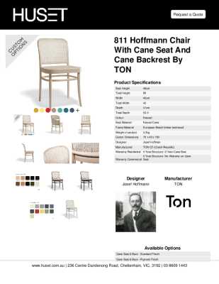 Tear Sheet: 811 Hoffmann Chair with Cane Seat and Cane Backrest by TON
