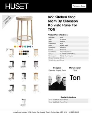 Tear Sheet: 822 Kitchen Stool 66cm by Claesson Koivisto Rune for TON