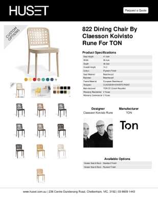 Tear Sheet: 822 Dining Chair by Claesson Koivisto Rune for TON