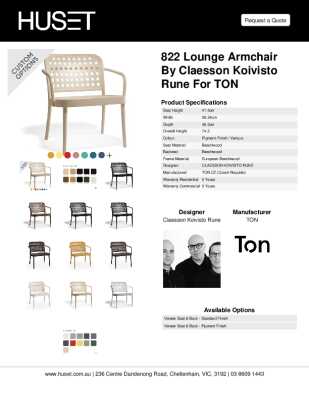 Tear Sheet: 822 Lounge Armchair by Claesson Koivisto Rune for TON