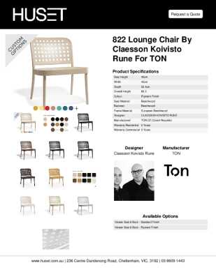 Tear Sheet: 822 Lounge Chair by Claesson Koivisto Rune for TON