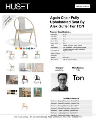 Tear Sheet: Again Chair Fully Upholstered Seat by Alex Gufler for TON