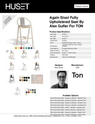 Tear Sheet: Again Stool Fully Upholstered Seat by Alex Gufler for TON