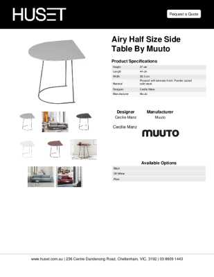 Tear Sheet: Airy Half Size Side Table by Muuto