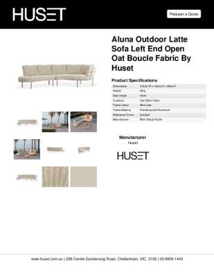Tear Sheet: Aluna Outdoor Latte Sofa Left End Open Oat Boucle Fabric by Huset