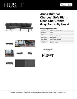 Tear Sheet: Aluna Outdoor Charcoal Sofa Right Open End Granite Grey Fabric by Huset