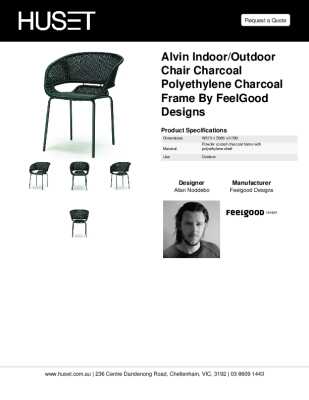 Tear Sheet: Alvin Indoor/Outdoor Chair Charcoal Polyethylene Charcoal Frame by FeelGood Designs
