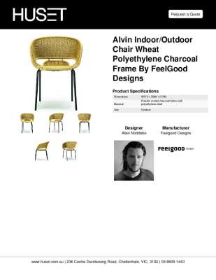 Tear Sheet: Alvin Indoor/Outdoor Chair Wheat Polyethylene Charcoal Frame by FeelGood Designs