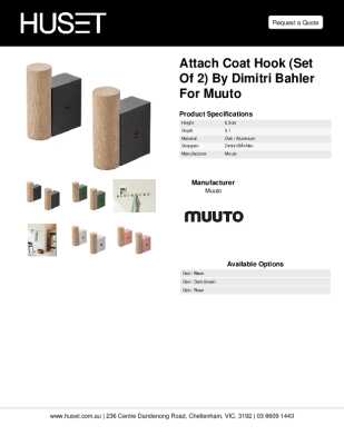 Tear Sheet: Attach Coat Hook (Set of 2) by Dimitri Bahler for Muuto