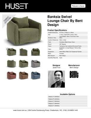 Tear Sheet: Banksia Swivel Lounge Chair by Bent Design