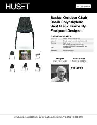 Tear Sheet: Basket Outdoor Chair Black Polyethylene Seat Black Frame by Feelgood Designs