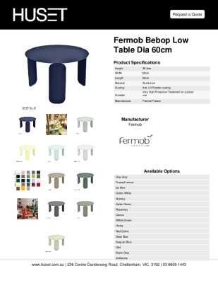 Tear Sheet: Fermob Bebop Low Table dia 60cm