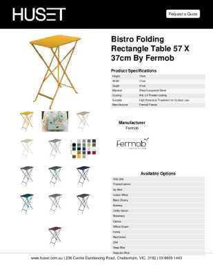 Tear Sheet: Bistro Folding Rectangle Table 57 x 37cm by Fermob