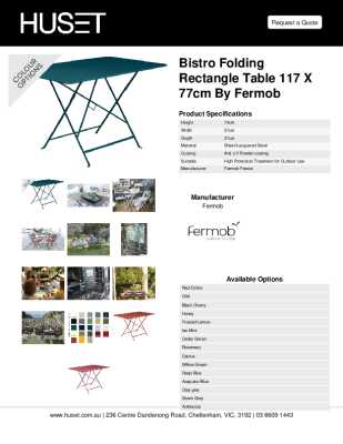 Tear Sheet: Bistro Folding Rectangle Table 117 x 77cm by Fermob