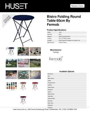 Tear Sheet: Bistro Folding Round Table 60cm by Fermob