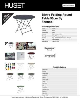 Tear Sheet: Bistro Folding Round Table 96cm by Fermob