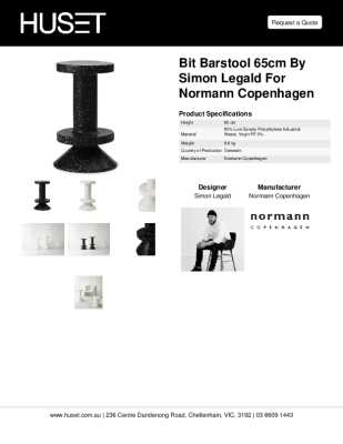 Tear Sheet: Bit Barstool 65cm by Simon Legald for Normann Copenhagen