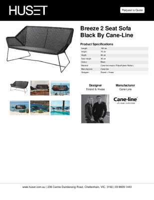 Tear Sheet: Breeze 2 Seat Sofa Black by Cane-line 