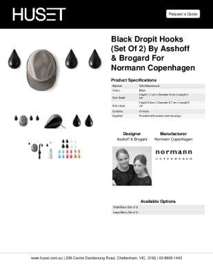 Tear Sheet: Black Dropit Hooks (Set of 2) by Asshoff & Brogard for Normann Copenhagen