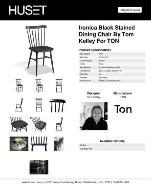 Tear Sheet: Ironica Black Stained Dining Chair by Tom Kelley for TON