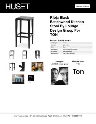 Tear Sheet: Rioja Black Beechwood Kitchen Stool by Lounge Design Group for TON